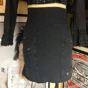 Black Mini Skirt with pockets- Blossoming Bumble